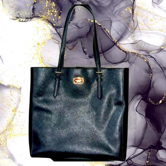 Michael Kors Large Jet Set Black Leather Saffiano Tote - Picture 1 of 12